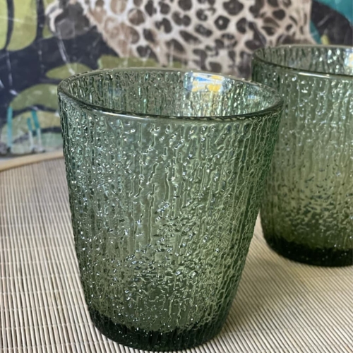 Juego de 3 Vasos de cristal color verde